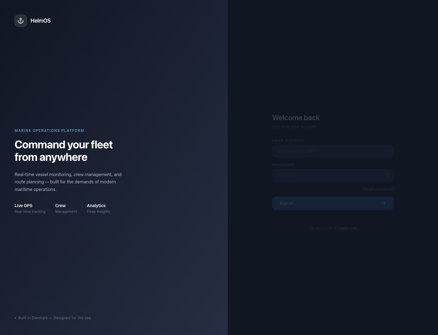 HelmOS app login desktop capture